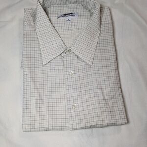 Long Sleeve Men's White Checkered Shirt